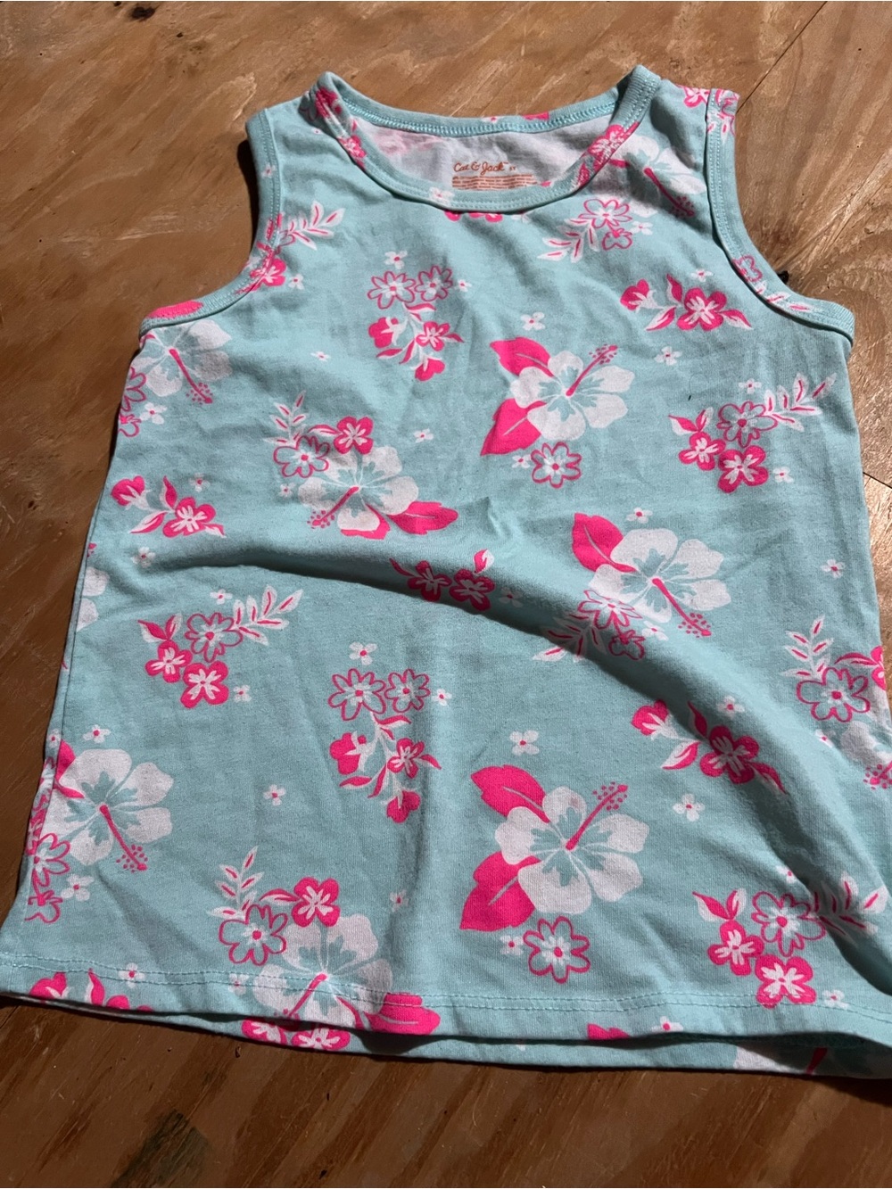 Cat & Jack Toddler Floral Tank - Light Blue & Pink